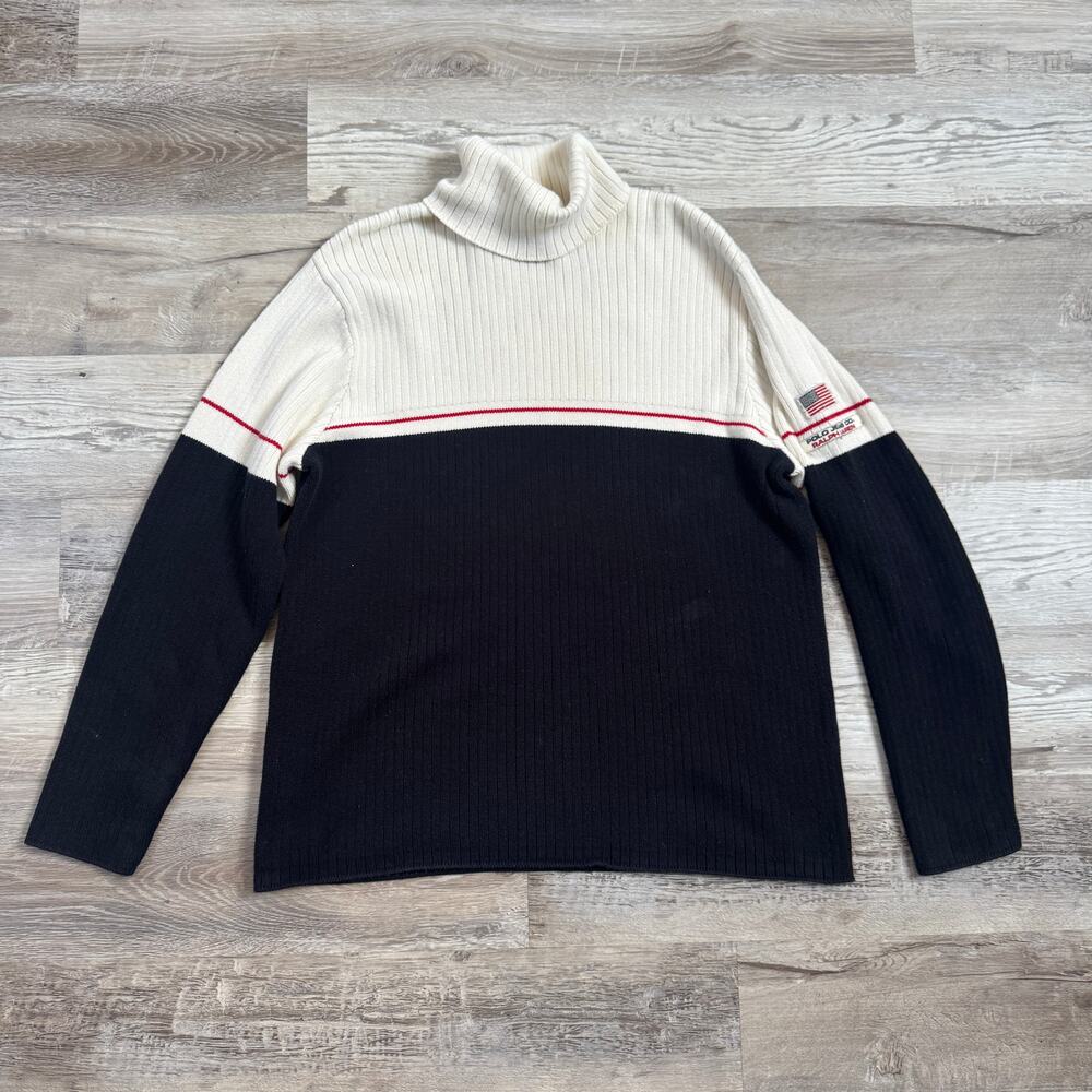Vintage 90s Polo Ralph Lauren Turtleneck Sweater Preppy Old Money Americana L